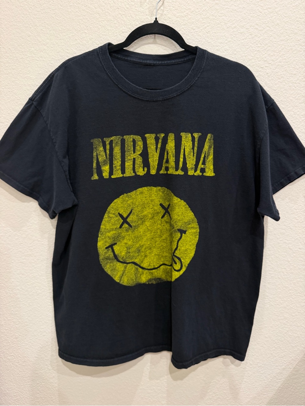 Nirvana men’s Graphic Tee with Yellow Smiley Logo